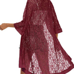Nadorine Women Lace Crochet Coverups Open Front Cardigan Sheer Cover Up 3/4 Sleeve Kimono (US Only)