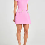 Pink Exquisite And Playful Pearl Trim Pocket Mini Dress