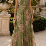 Margovil Sleeveless High Waist Floral Print Maxi Dress