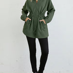 Long Sleeve Waist Drawstring Hooded Coat Casual Loose Fit Cardigan Jacket with Pockets
