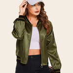 Striped Biker Jacket Zip Up Bomber Jacket - Nadorine (Us Only)