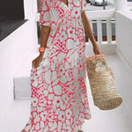 CHRISTINE | Long Summer Dress with Flowing Cut and Elegant Graphic Pattern