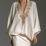 White V Neck Loose Elegant Mini Skirt Set