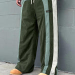 KZZ Men's Colorblock Letter Patched Drawstring Waist Corduroy Pants