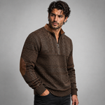 The Siena Men’s Casual Patterned Half Zip Sweater with Elbow Patches