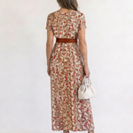 Lyra | Elegant Floral V-Neck Midi Dress