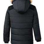 KZZ Men's Contrast Faux Fur Trim Hooded Jacket