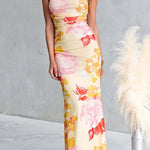 Sleeveless Floral Print Bodycon Maxi Dress