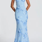 Margovil Backless Lace-up Corset Flower Embroidery Maxi Cami Dress