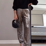 Glam High Rise Sparkly Sequin Joggers