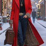 Lapel Single-breasted Leopard Print Coat