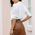 High Waisted Leather Pencil Skirt (Us Only) - Nadorine