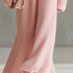 Pink Mohair One-shoulder Loose Maxi Dress