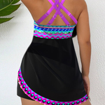 Freya | Printed Purple Drawstring Swimsuit