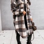 Margovil Long Sleeves Button Up Plaid Casual Shacket Jacket