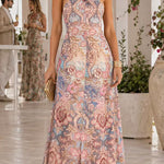 Halter Neck Open Back Floral Print Maxi Dress
