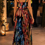 Sweetheart Neck Floral Print Pleated Maxi Dress