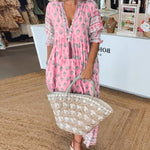Inés | Casual Printed V-neck Half Sleeve Dress
