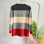 Margovil Color Block Pocket Casual Striped Sweater