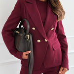 Notch Collar Double Breasted Tailored Blazer