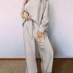 Nadorine Casual Two Piece Set Dropped Shoulder Top and Pants Set