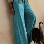 Margovil Solid Raw Hem Wide Leg Casual Pants