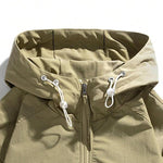 KZZ Men's Letter Print Drawstring Pocket Half Zipper Hooded Jacket