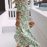 CHRISTINE | Long Summer Dress with Flowing Cut and Elegant Graphic Pattern