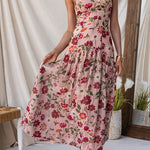 Spaghetti Strap Drop Waist Floral Print Maxi Dress