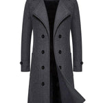 KZZ Men's Solid Color Trench Coat Double Button Windproof Jacket