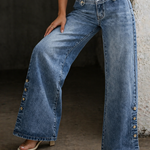 Mia | High Waist Slit Jeans