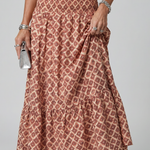 Olivia | Cross Halter Geometric Print Cutout Midi Dress