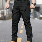 KZZ Men's Solid Color Flap Pocket Zipper Fly Cargo Pants without Belt Accessories