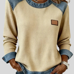 Delancine | Patchwork Design Waffle Sweatshirt