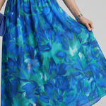 Candlia | Puff Sleeve V Neck Abstract Print Midi Dress