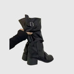 Samanta | Platform Leather Boots with Straps