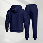 KZZ Men's Polo Pattern Print Hoodie and Drawstring Sweatpants Set