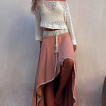 Margovil Long Sleeve Hollow Out Cropped Sweater