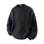 KZZ Men's Cable Knit Pattern Round Neck Sweatshirt