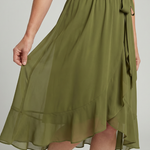 Keziah | Short Sleeve Wrap Soft Flowing Hem Midi Dress