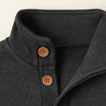 The Waldorf Men’s Gray Luxury Button Neck Knit Sweater