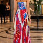 Spaghetti Strap Twist Front Cut Out Floral Print Maxi Dress
