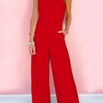 7 Colors Sleeveless Halter Waisted Wide Leg Jumpsuit