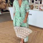 Winter | Casual Printed V-neck Half Sleeve Dress