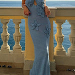 Margovil Halter Floral Crochet Hollow Out Maxi Bodycon Dress