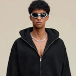 KZZ Jacket Zip Up Fashion Double Layer Hoodie Hip Hop Outerwear Jacket