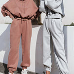Two Piece Outfits Casual Lounge Sets Hoodied Pullover with Drawstring Tracksuit Sweatsuit