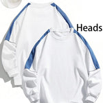 KZZ Men's Colorblock Contrast Binding Drop Shoulder Sweatshirt