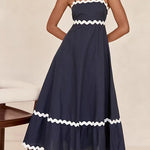 Margovil Spaghetti Strap Ric Rac Trim Swing Maxi Dress