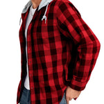 KZZ Plaid Patchwork Button Front Hooded Jacket